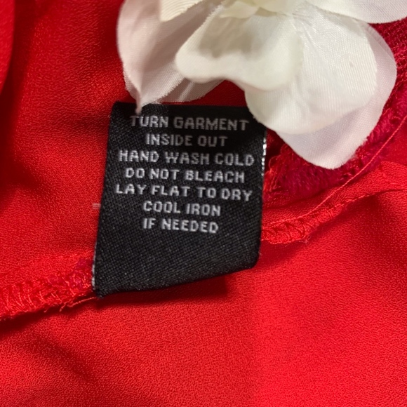 Zac + Rachel Red Woven Lace Front Blouse Medium - Picture 8 of 8